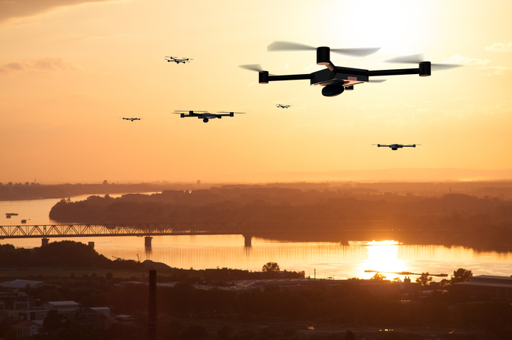 Aerial surveying with drone swarm. 