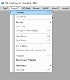 Gigadevice's-GD-Link-Programmer-Target-Menu